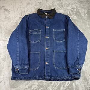 Bob Barker Blanket Lined 2XL Dark Denim Work Chore Barn Jean Jacket Prison Coat